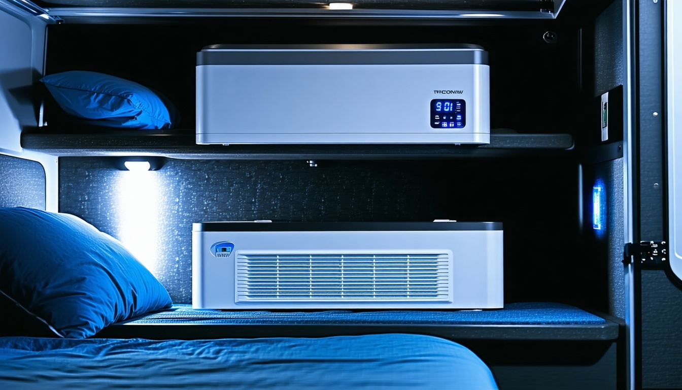 Lithium powered bunk cooler installed in a truck sleeper cab